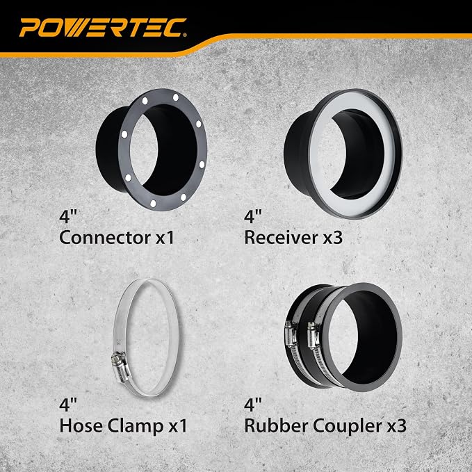 POWERTEC 70525 4" Magnetic Dust Collection Fittings Starter Kit - Image 7