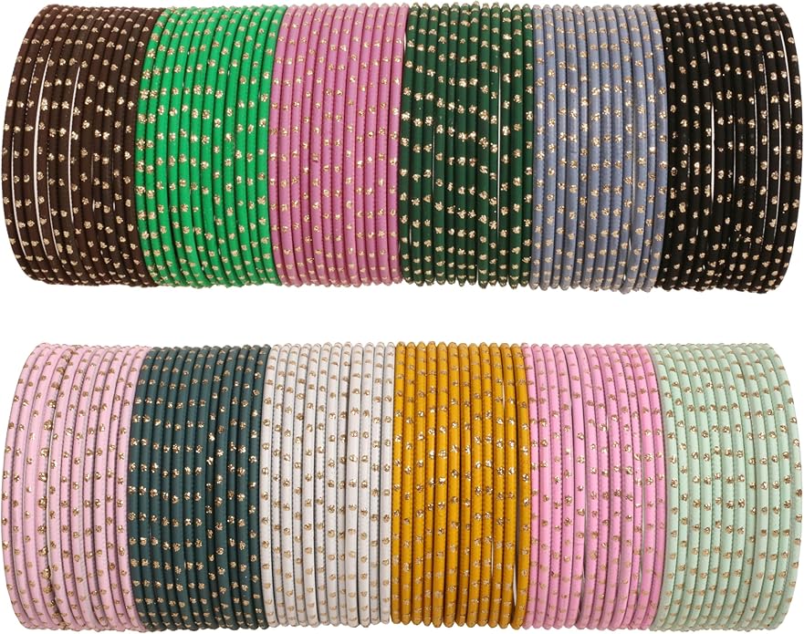 Touchstone indian bangles bracelets for women colorful churiyan set return gifts jewelry chudiya bulk pack bollywood metal bangle sets 12 textured vintage colors. Set of 144