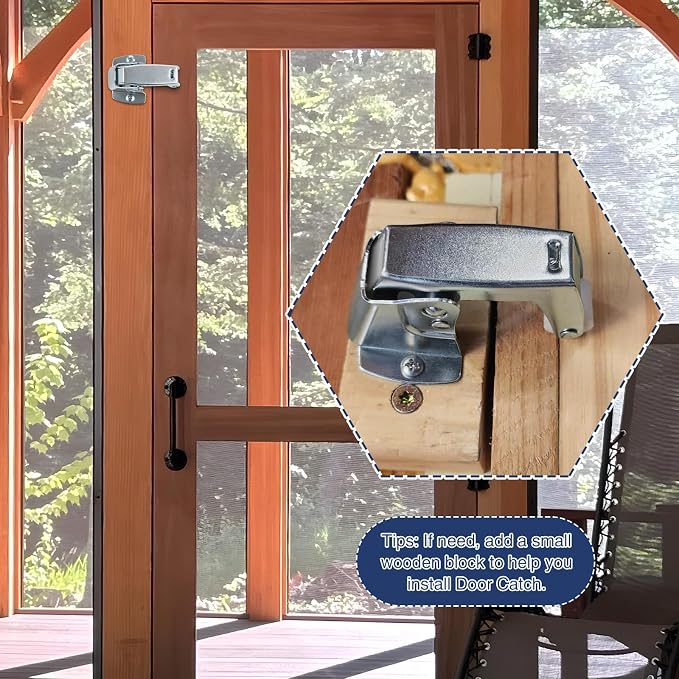 Dreyoo 1 Pack Screen and Storm Door Catch, 1-3/4 x 1-5/8 in, Sliver | Spring - Image 7