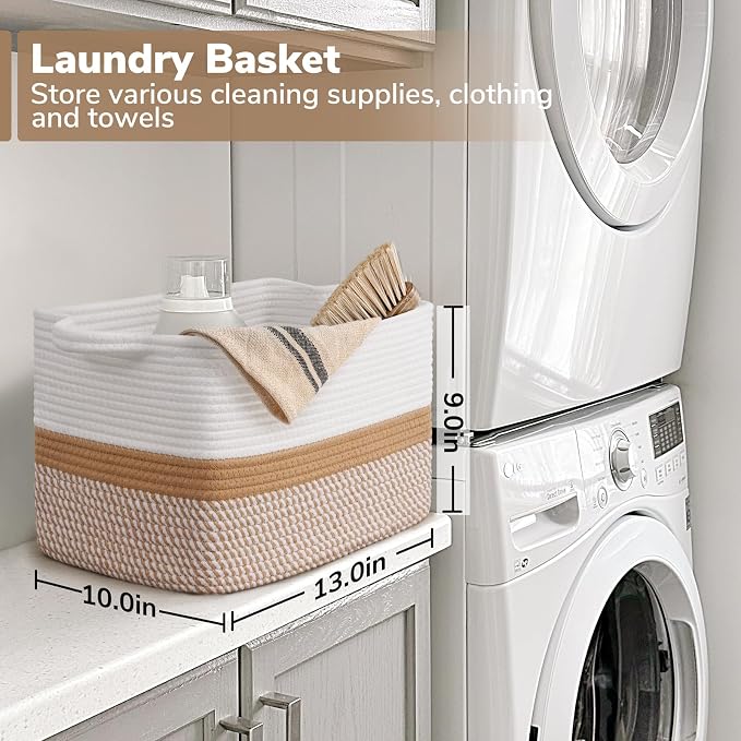 Goodpick Woven Storage Basket for Shelves, Cotton Rope Baskets for Kids Toys & - Image 3