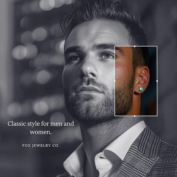 14K White Gold Moissanite Earrings Men & Women, Solid Gold Simulated Diamond and Lab Diamonds Studs for Men & Women, 1ct - 2ct Round, Princess, Heart, Halo Cut, Dangle, Lever or Screw Back Earrings, VVS1, D Color, Pink or Blue - Luxury Gift Box