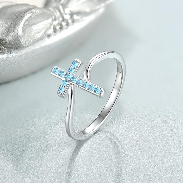 STARCHENIE 925 Sterling Silver Cross Ring for Women Size 5-10