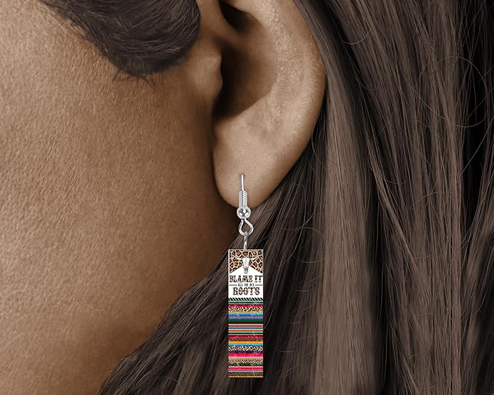 Earrings Handmade Bar Wood Earrings Light Weight Printed Image Dangle Earring Jewelry
