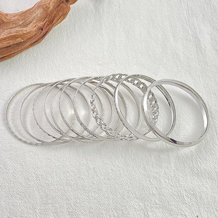 16Pcs Gold Bangle Bracelets for Women - Multi Layer Stackable Textured Bracelets Boho Jewelrys Set.