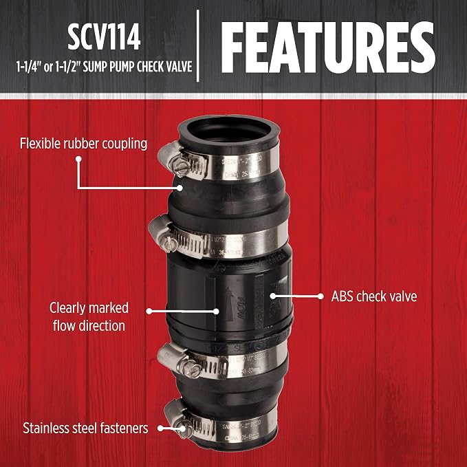 Red Lion SCV114, 1-14" and 1-1/2" ABS Sump Pump Check Valve - Image 3