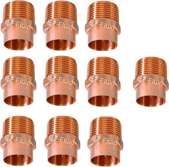 EZ-FLUID 1/2" C X MIP LF Copper Male NPT Adapter Pressure Copper Fittings by EZ-FLUIDPlumbingProducts