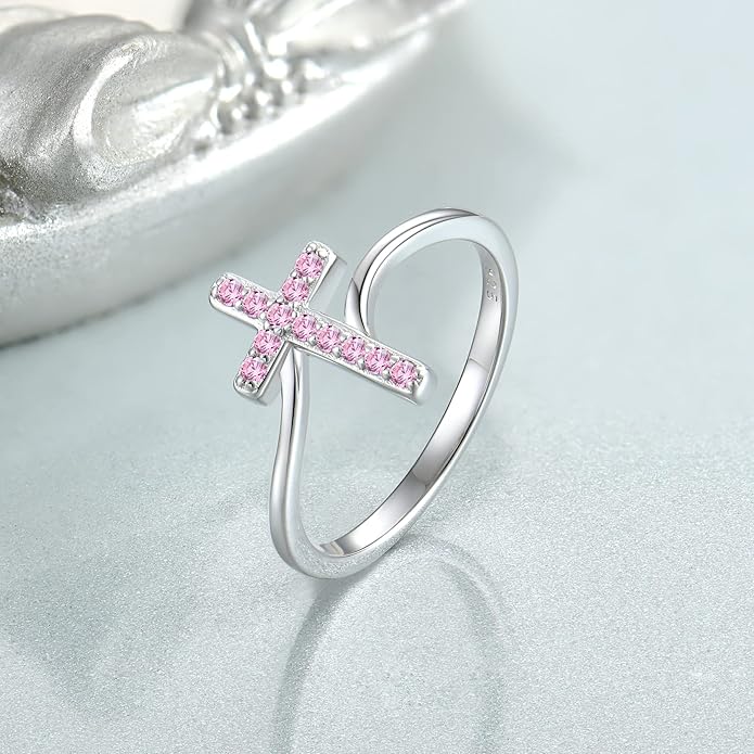 STARCHENIE 925 Sterling Silver Cross Ring for Women Size 5-10