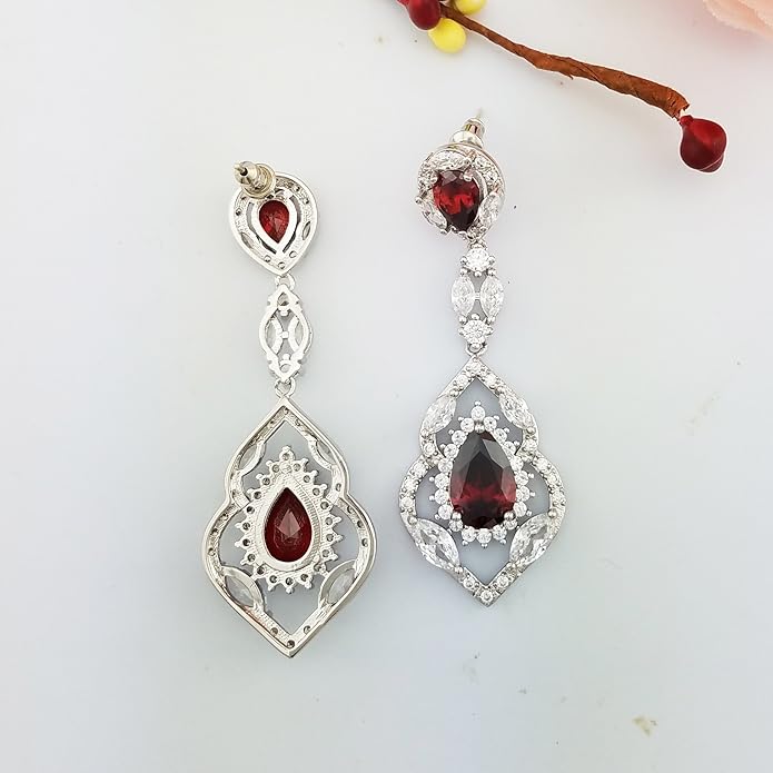 SELOVO Wedding Teardrop Dangle Earrings Silver Tone Vintage Chandelier Earrings Zircon