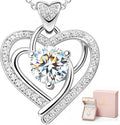 Valentines Day Moissanite Pendant Necklace for Women – 925 Sterling Silver Necklace for Women Heart Pendant, Dainty Silver Jewelry Gift Box for Mom Wife Girlfriend – Birthday Anniversary