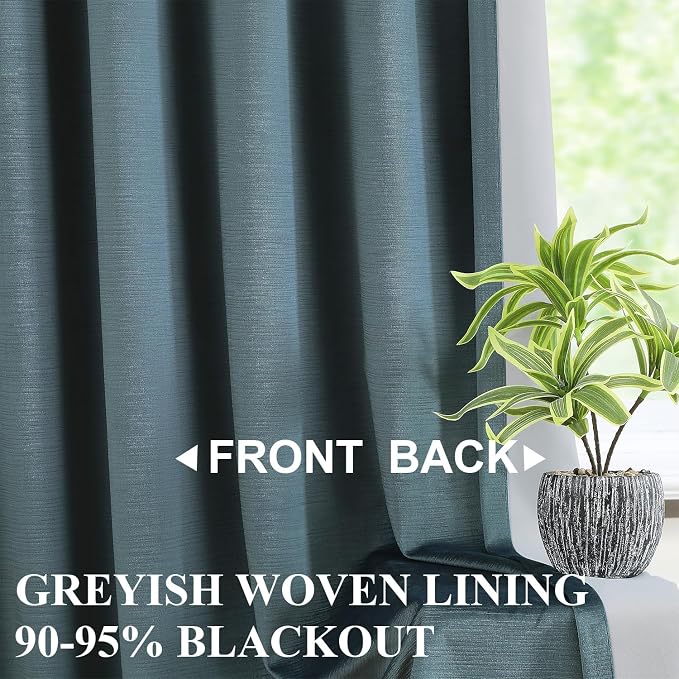 Vision Home Storm Blue Velvet Pinch Pleated Blackout Curtains 40Wx108L Inch | 2 - Image 2