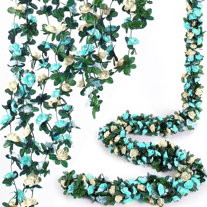 8Pcs x 8.2FT Artificial Flower Garland Floral Rose Vine Decor, Hanging Faux by PONKING