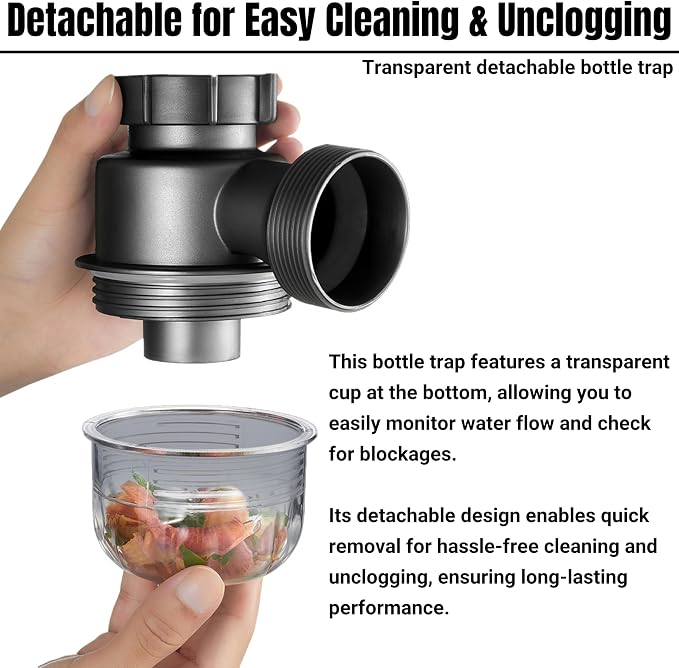 1-1/2 Inch Clear Bottle Trap, P-Trap Replacement - Image 5