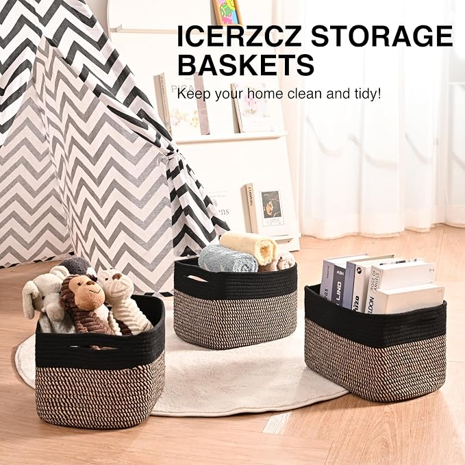 ICERZCZ Storage Baskets for Shelves Organizing, Woven Cotton Rope Baskets for - Image 6