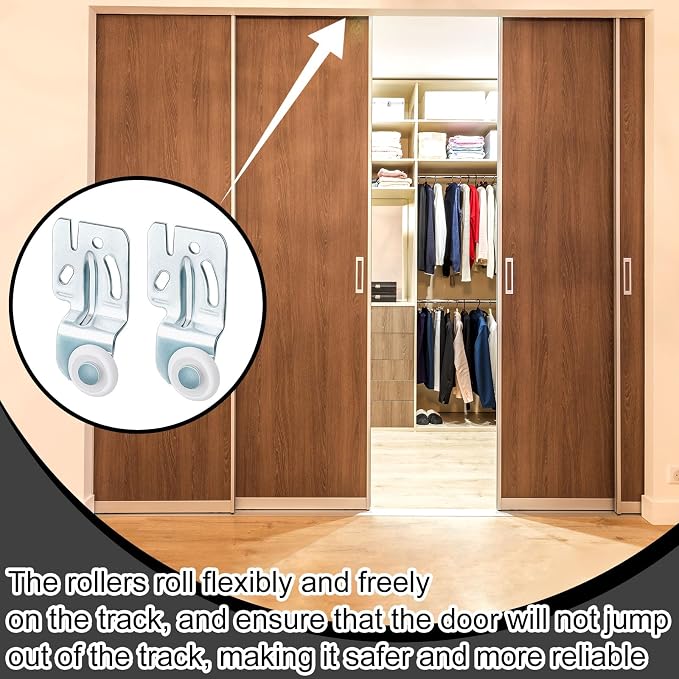 Blulu 4 Pcs Sliding Closet Door Roller Kit | Wardrobe Wheels Hardware, Fits Top - Image 5