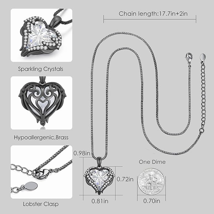 CDE Valentines Day Gifts for Women Angel Wings Necklace for Women with Birthstone, Love Heart Silver Tone/Gold Tone Pendant, Ideal Anniversary or Birthday Jewelry Gifts for Wife Girlfriend Her