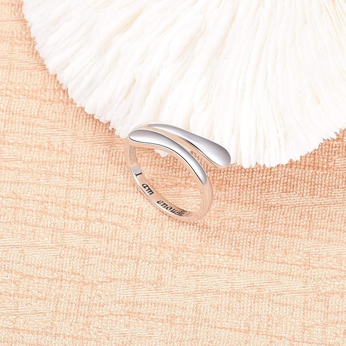 Fookduoduo 925 Sterling Silver Ring Inspirational Jewelry adjustable Wrap Open Rings for Women