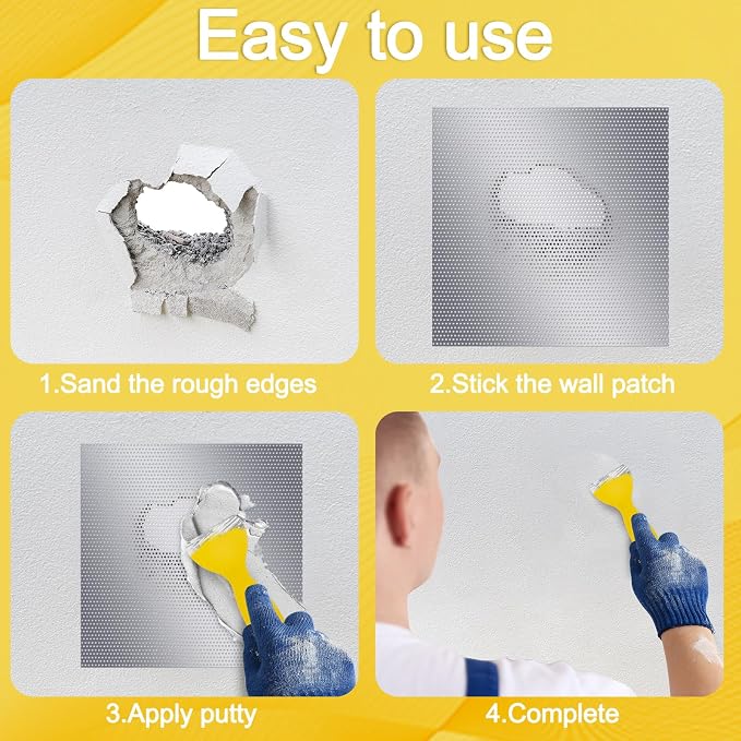 Yaocom 4 Pcs 10 x10 Inch Drywall Repair Kit Self Adhesive Mesh Drywall Repair - Image 4