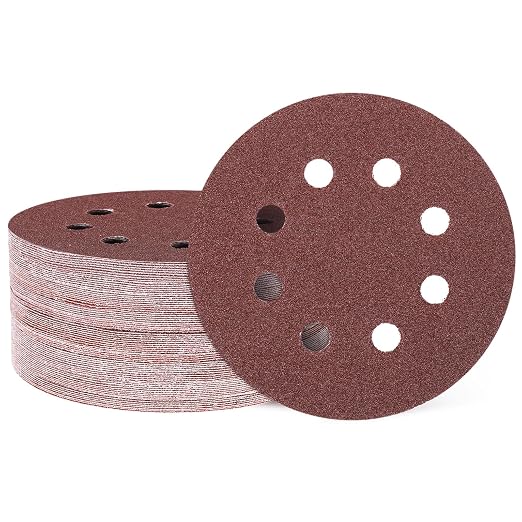 HARFINGTON 40 Pcs 5 Inch Sanding Discs 60 Grit Red Aluminum Oxide 8 Hole | Hook by HARFINGTON