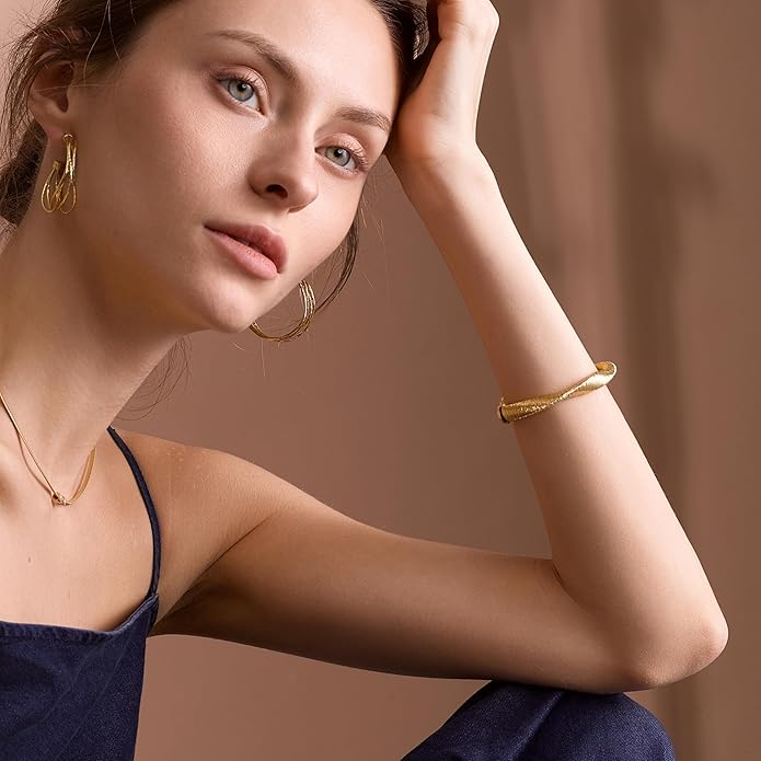 Cuffs Bracelet for Women Minimalist Gold Coil Craft Cuff Bracelet Italian Coil Craft Handmade Jewelry Christama Birtherday Gift