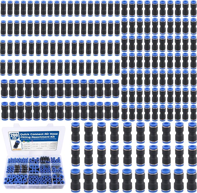 200PCS Pneumatic Push to Connect Air Fittings Straight Union Kit | 1/8" 1/4" by Ailbiuko