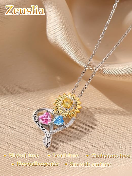 Valentine's Day Gifts for Wife 925 Sterling Silver Double Birthstone Pendant Necklaces I Love You for Always and Forever Necklace Anniversary Birthday Gifts for Wife Girlfriend Mom Her