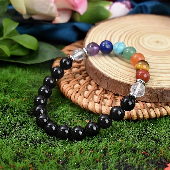 Strong Healing Crystal Bracelet 8MM Genuine Stone Bracelet Lucky Beaded Bracelet Chakra Bracelet 6.5 inch Positive Energy Inspirational Gifts for Women Mom