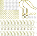 Hypoallergenic Earring Hooks 500 PCS/75 Pairs, Earring Making kit,Ear Wires Fish Hooks with Jump Rings and Clear Silicone Backs Stoppers