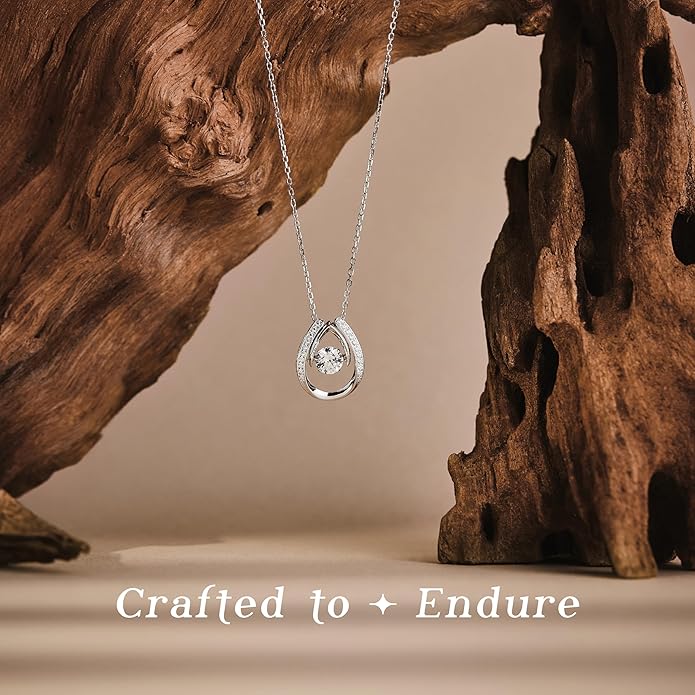 ARINZA Moissanite Necklace for Women, 1 Ct 925 Sterling Silver Dancing Diamond Pendant, 18+2 Inch Chain, Valentine’s Day Christmas Gift for Her, Wife, Mom, Anniversary, Birthday