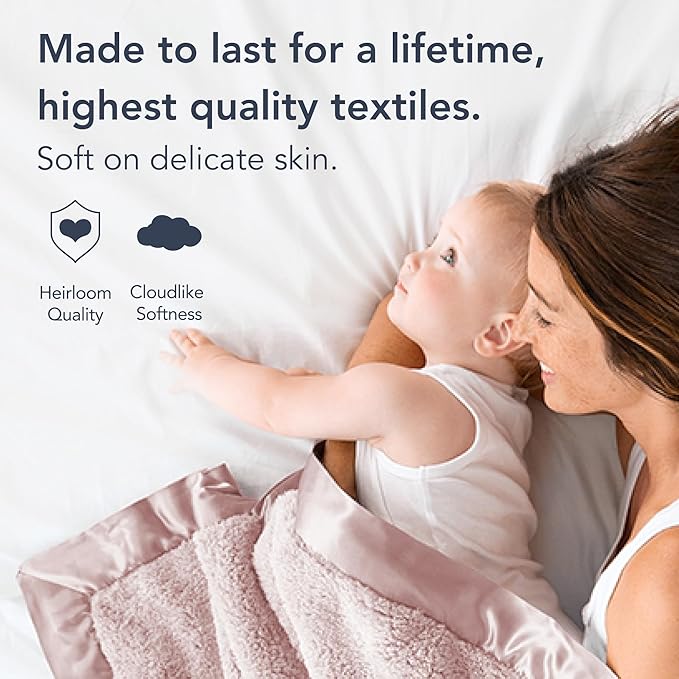 Little Giraffe Chenille Baby Blanket – 29x35” Soft Chenille with Satin Trim, Dusty Pink | Ultra-Soft, Gentle & Safe, Lightweight & Breathable for Newborns & Toddlers