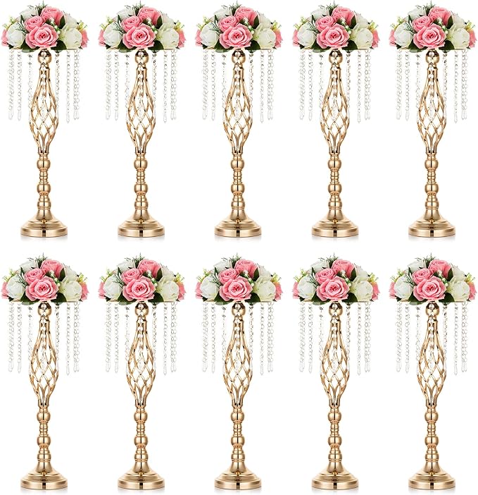 Nuptio 10 Pcs Crystal Flower Stand Wedding Centerpieces by Nuptio