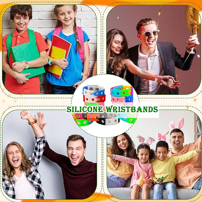 66 Pcs Silicone Charm Bracelets Adjustable Cute Kids Rubber Bracelets Bulk Colorful Wristbands with Holes for Shoe Birthday Party Gifts Identify, 11 Colors