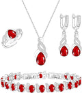 LMXXVJ Jewelry Set for Women,Teardrop Cubic Zirconia Necklace Earrings Adjustable Ring Bracelet Jewelry Set Formal Jewelry Gift