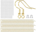 925 Sterling Gold Earring Hooks 120 PCS/60 Pairs, Ear Wires Fish Hooks, Hypo-allergenic Jewelry Findings Parts with 120 PCS Clear Silicone Earring Backs Stoppers