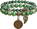 Bivei Natural Semi Precious Gemstone beads bracelet for women - Life Tree and Leaf Charm Energy Reiki Crystal Stretch Bracelets