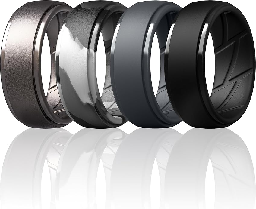 ThunderFit Men's Silicone Rings 10mm Wide 2.5mm Thick Rubber Bands, Breathable, Variety Multipack 1-10