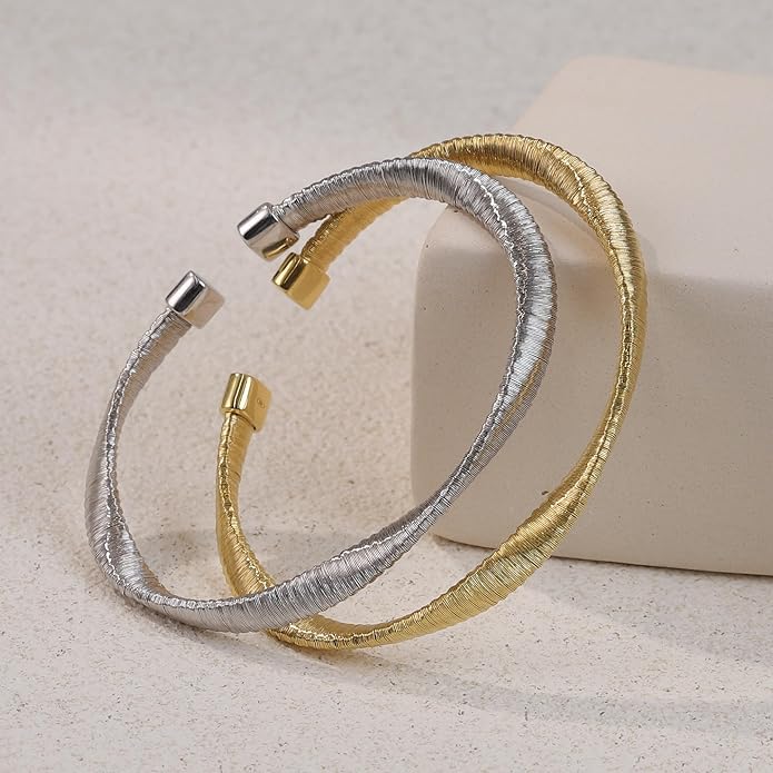Cuffs Bracelet for Women Minimalist Gold Coil Craft Cuff Bracelet Italian Coil Craft Handmade Jewelry Christama Birtherday Gift