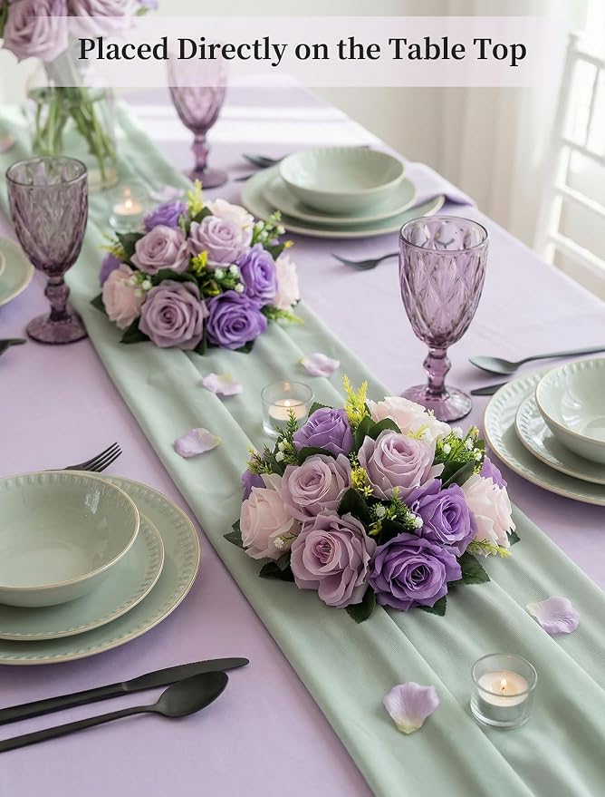 BLOSMON Purple Pink Fake Flowers: 2 Pcs Artificial Flower Balls Centerpiece | - Image 2