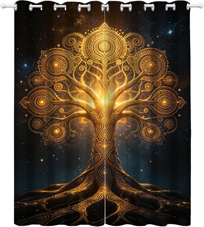Tree of Life Curtains for Bedroom Living Room Decor, Starry Sky Thermal - Image 4