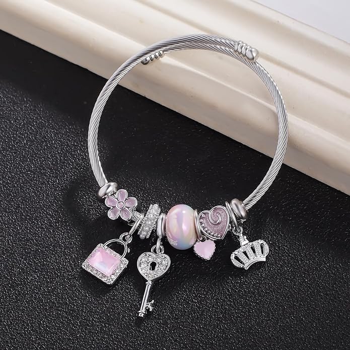 Charm Bracelets for Girls Cute Cartoon Friendship Bracelets Adjustable Bangle Gifts for Girls DIY Jewelry