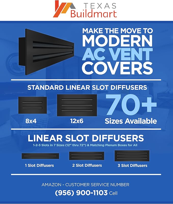 BUILDMART - 36x8 Modern AC Vent Cover - Decorative Black Air Vent - Standard - Image 8