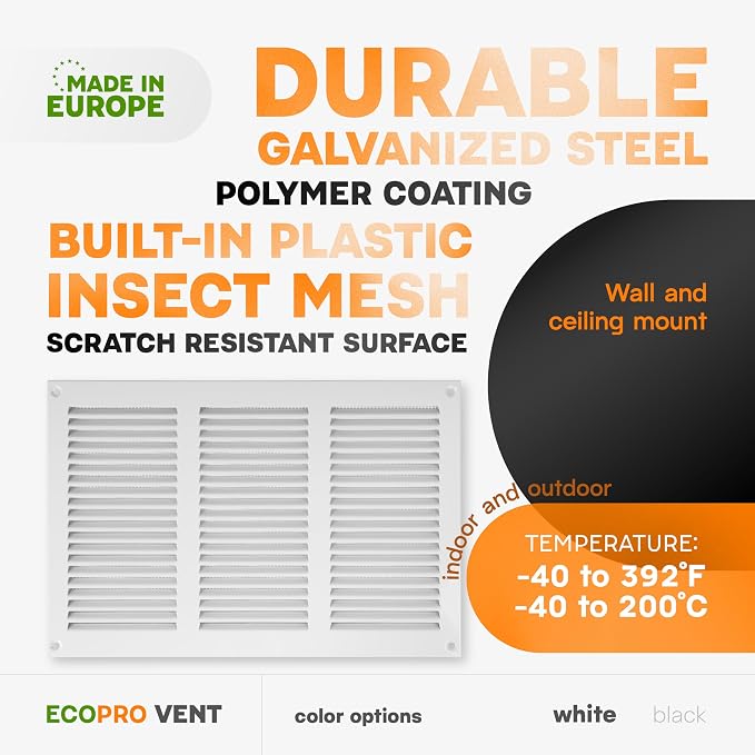 12 x 8 Inch White Galvanized Steel Return Air Register Vent Cover, AC Vent Cover - Image 3