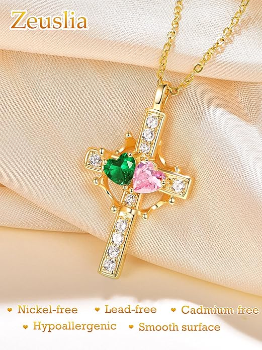 Valentine's Day Gifts for Wife 925 Sterling Silver Double Birthstone Pendant Necklaces I Love You for Always and Forever Necklace Anniversary Birthday Gifts for Wife Girlfriend Mom Her