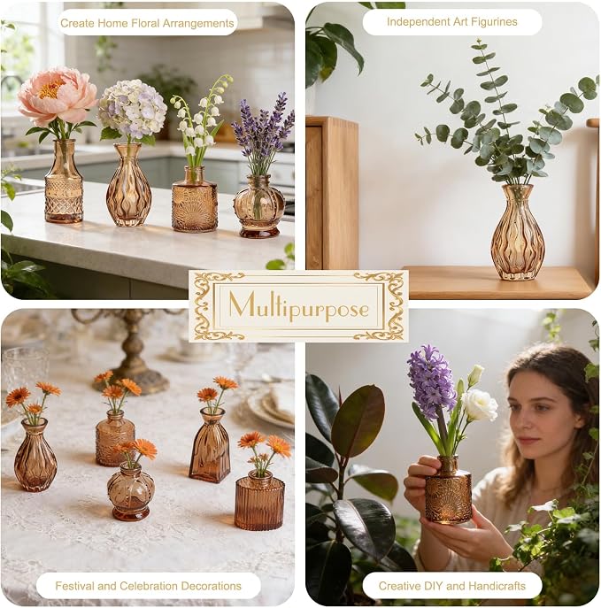 Petal Petite Small Amber Glass Bud Vase Set of 24 - Image 6