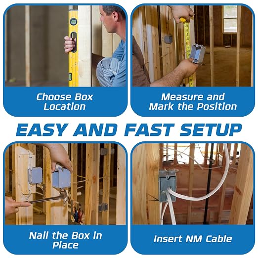 1-Gang New Work Outlet Box, 23 Cubic Inch Single Gang PVC Electrical Box - Image 6