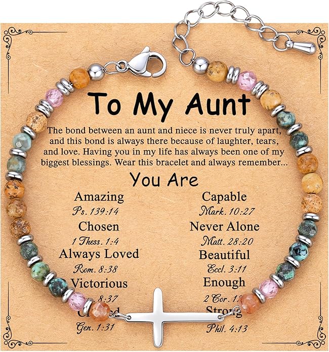 TONY & SANDY Christian Cross Bracelet for Women, Valentine's Day Gifts for Her, Confirmation Baptism Easter Gifts, Unique Gift for Friends Daughter Mom Sister in Christ Birthday Christmas