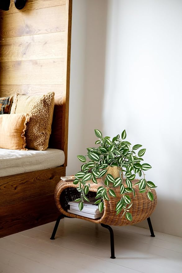 Briful Faux Plants Indoor 17.7in Fake Watermelon Peperomia Plant in Gold Pot - Image 6