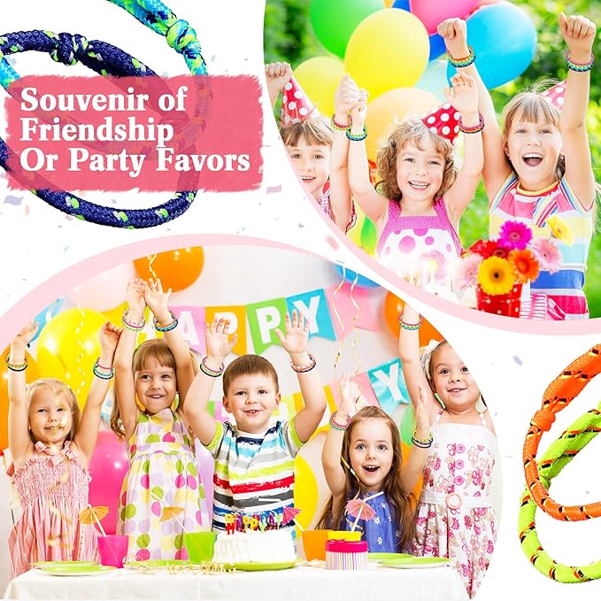Remerry 168 Pcs Friendship Bracelets Adjustable Woven Rope Bracelets Bulk Valentine's Day Birthday Party Favors & Goodie Bag Stuffers, 8 Assorted Colors(Neon Colors)