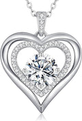 Valentine's Day Gift Moissanite Heart Pendant Necklaces for Women, 925 Sterling Silver Necklace Engraved with 'I LOVE YOU', Ideal Anniversary Birthday Jewelry Gifts for Mom Wife Girlfriend Daughter Her