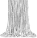 ZYFLSQ 100 Pcs 33" 7mm Metallic Silver Beads Necklaces, Bulk Mardi Gras Beaded Necklaces, Party Beads Costume Necklaces (Silver)