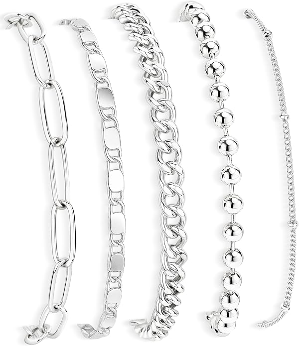Gold Bracelets Set for Women Stack, Dainty Thick Bracelets Stack for Women Trendy, Simple Thin Gold Plated Cuff Stackable Bracelets With Beaded Cuban Paperclip Snake Rope Bangle Hand Chain Jewelry Gifts for Women Non Tainish